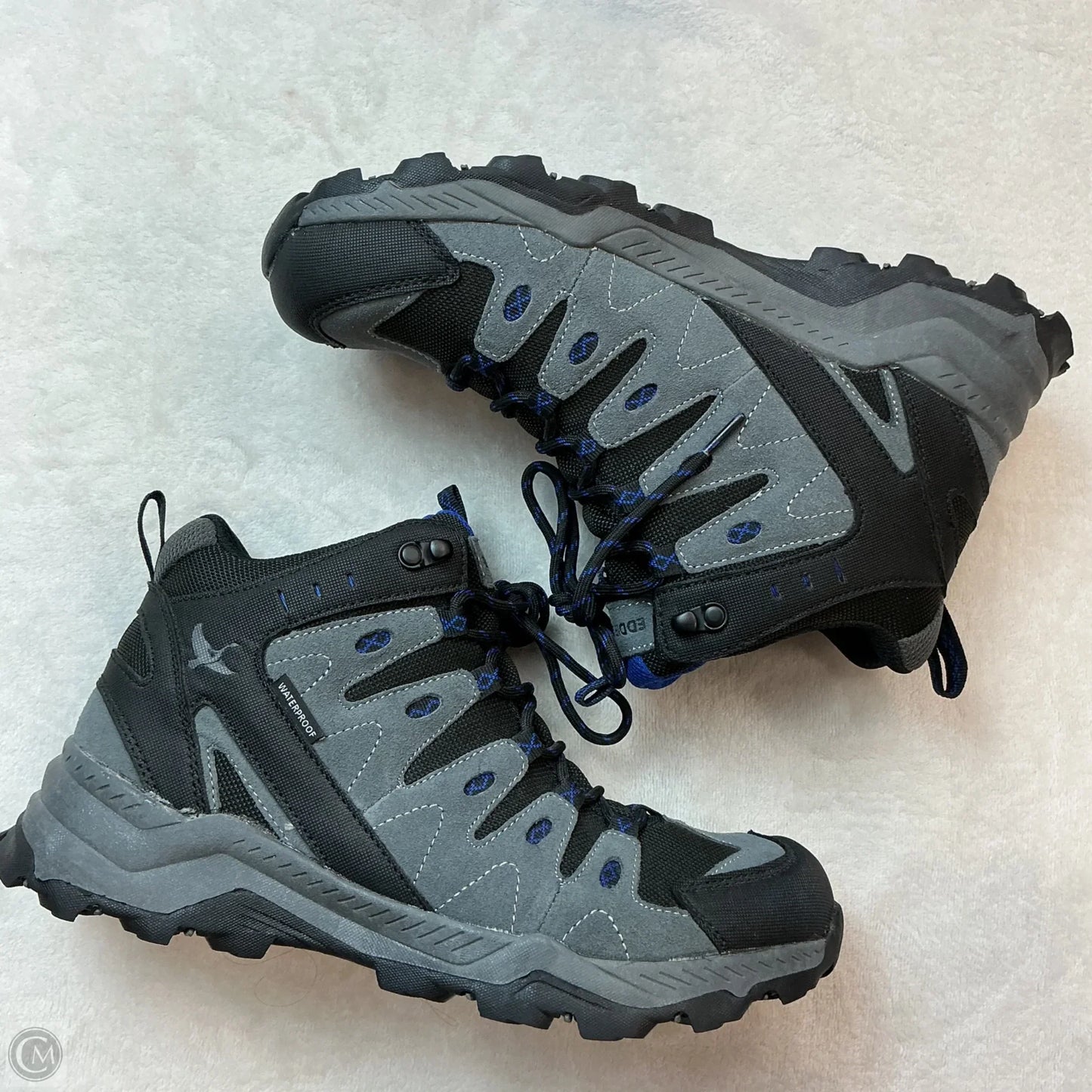 Boots Hiking By Eddie Bauer In Black & Blue, Size: 8.5