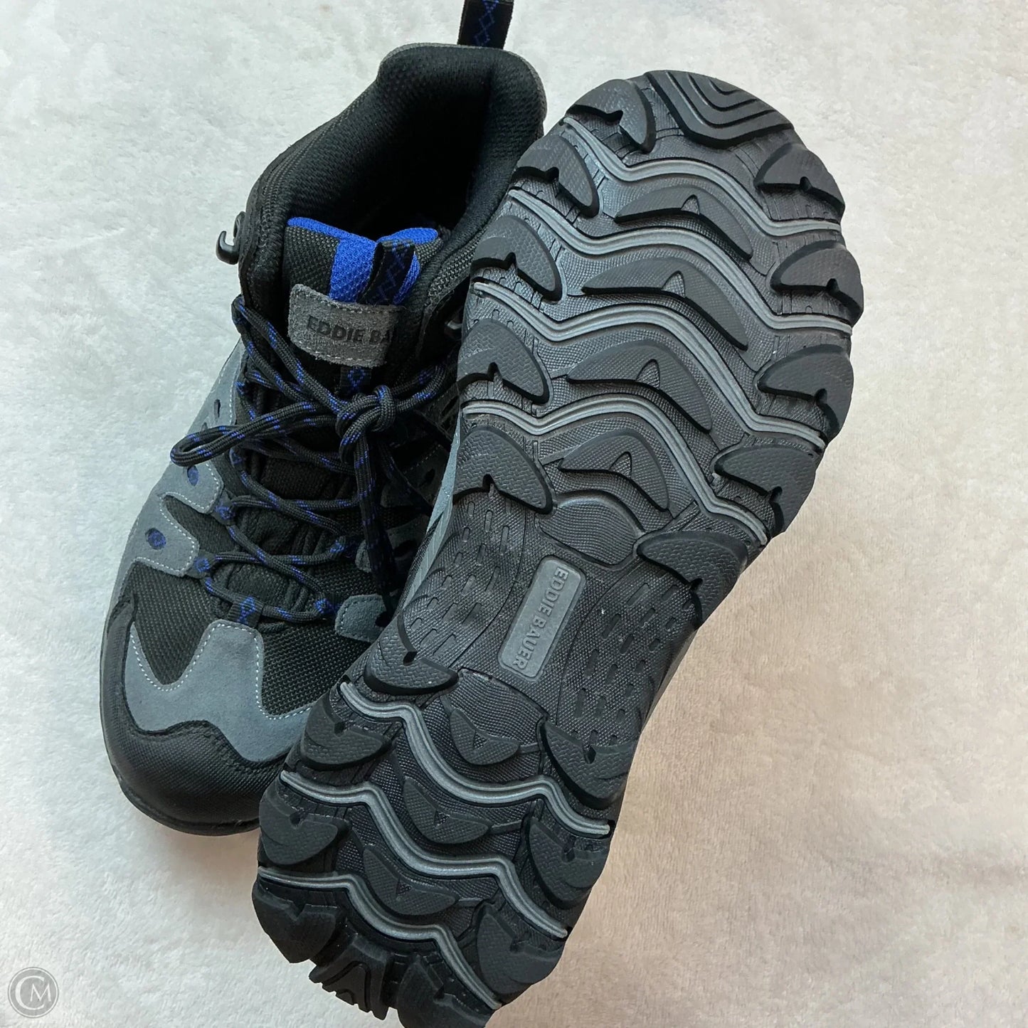 Boots Hiking By Eddie Bauer In Black & Blue, Size: 8.5