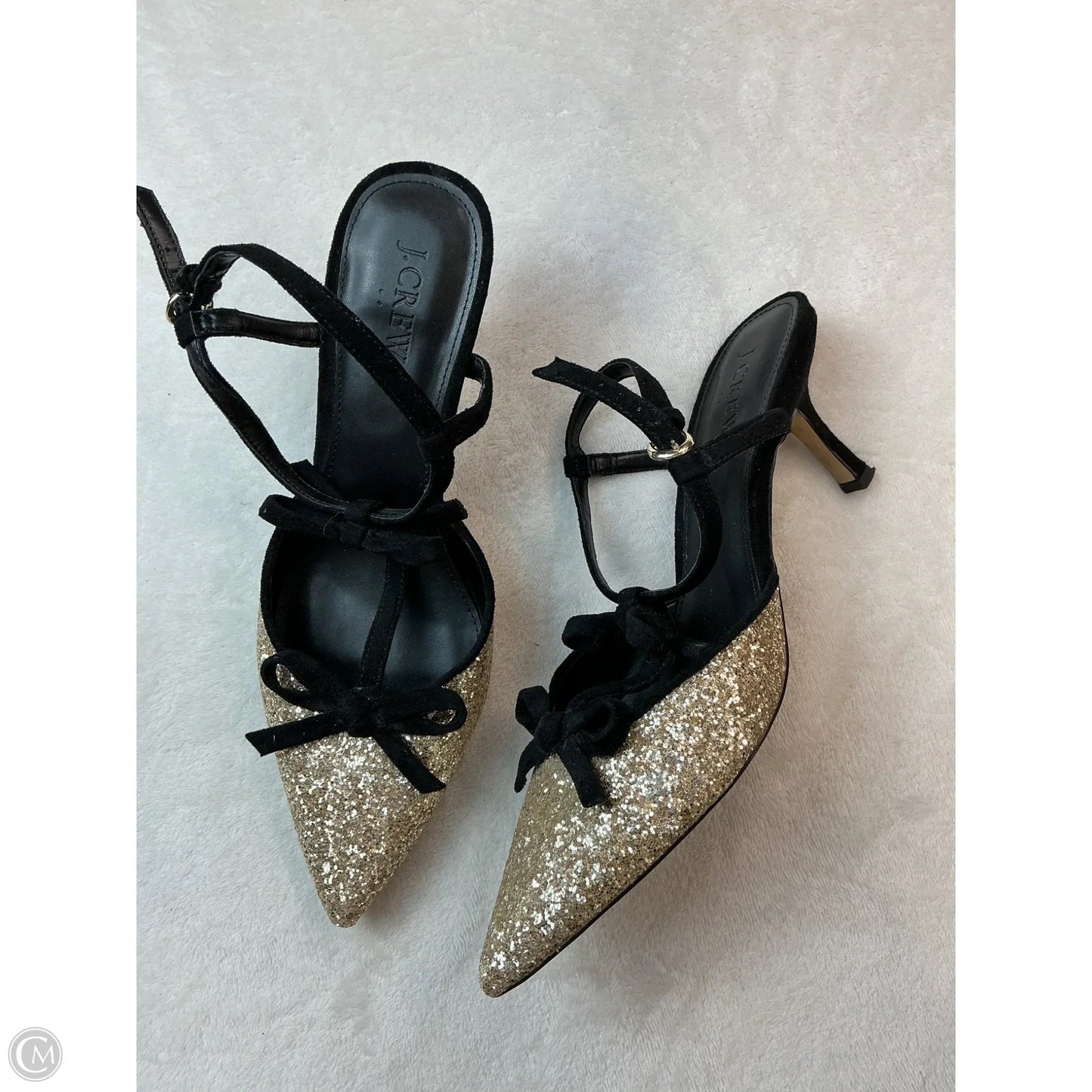 Shoes Heels Kitten By J. Crew In Black & Gold, Size: 9