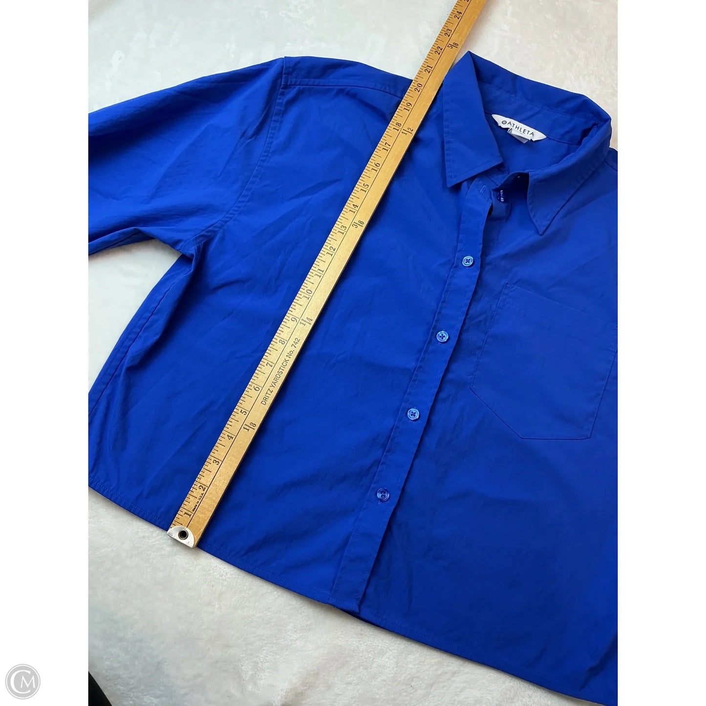 Athletic Top Long Sleeve Collar By Athleta In Blue, Size: M
