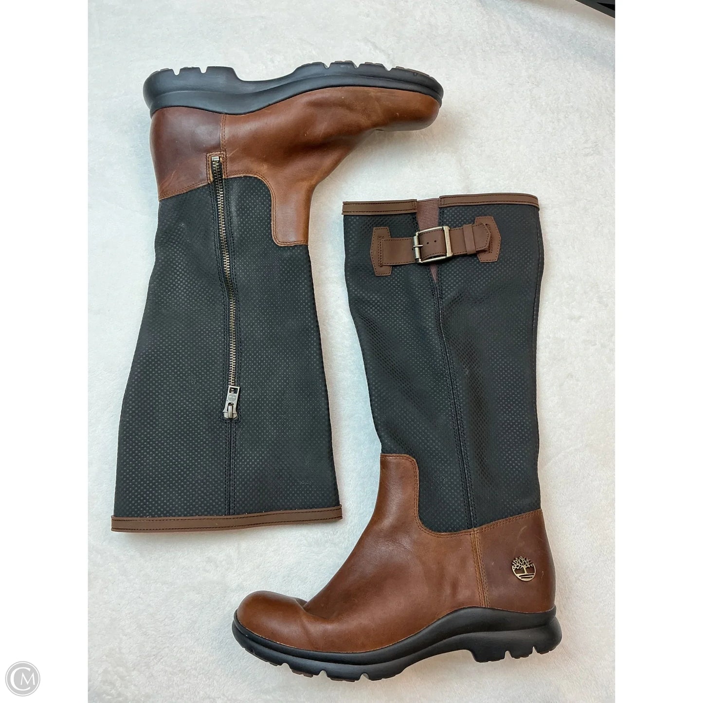 Boots Mid-calf Flats By Timberland In Black & Brown, Size: 8