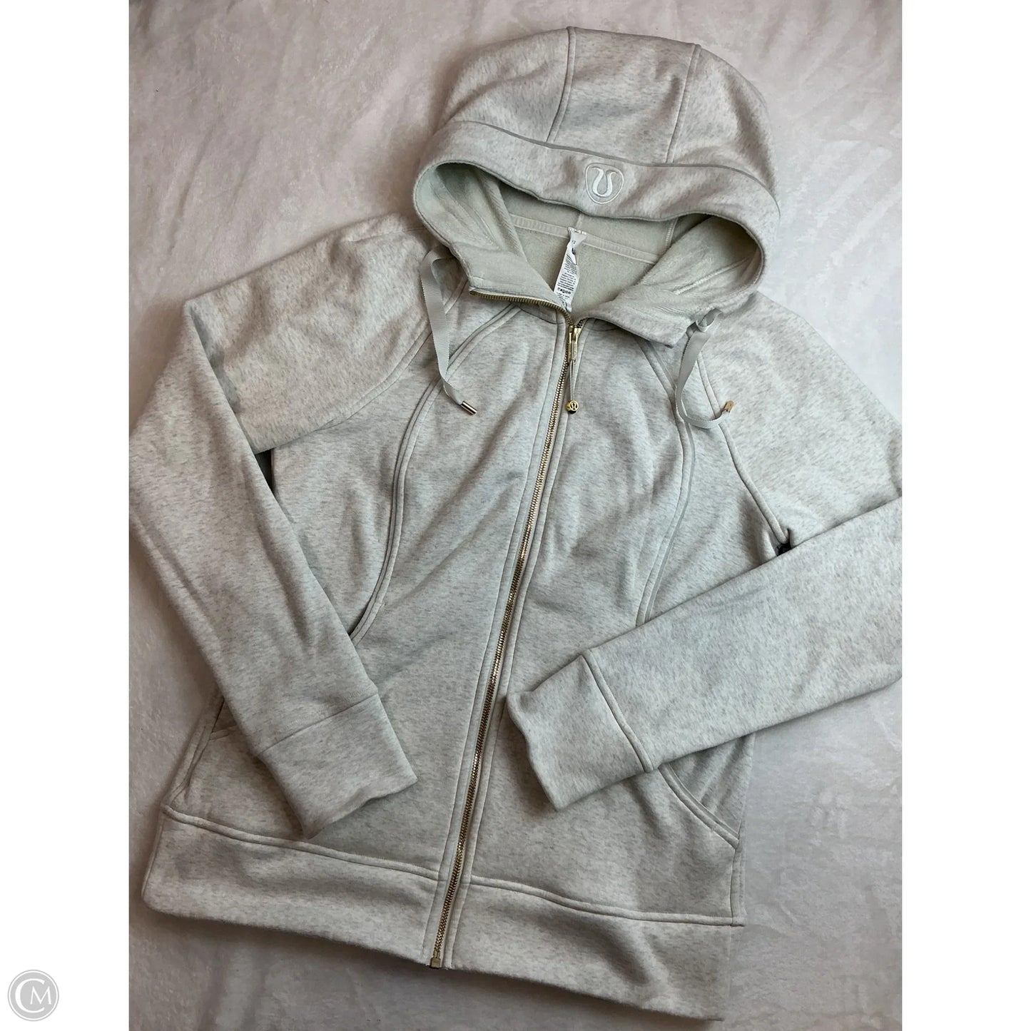 Athletic Sweatshirt Hoodie By Lululemon In Grey, Size: 12