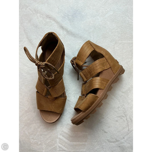 Sandals Heels Wedge By Sorel In Tan, Size: 9