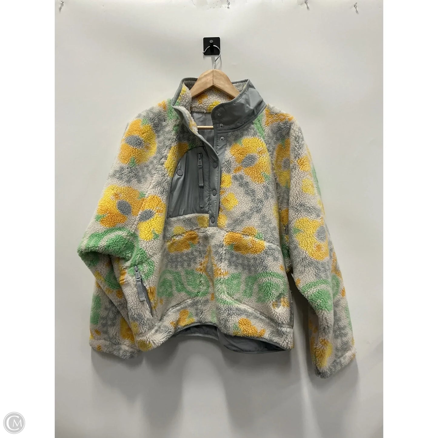 Sweatshirt Collar By Free People In Grey & Yellow, Size: L