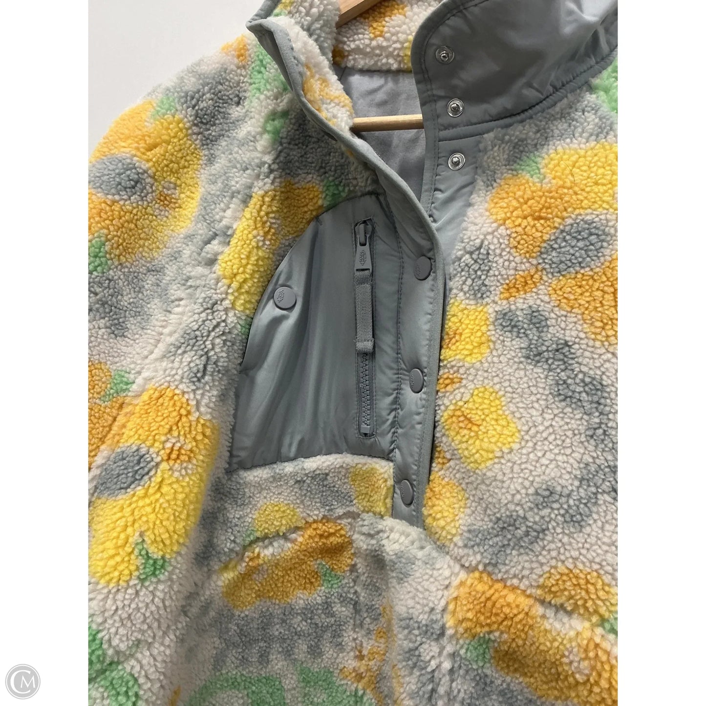 Sweatshirt Collar By Free People In Grey & Yellow, Size: L