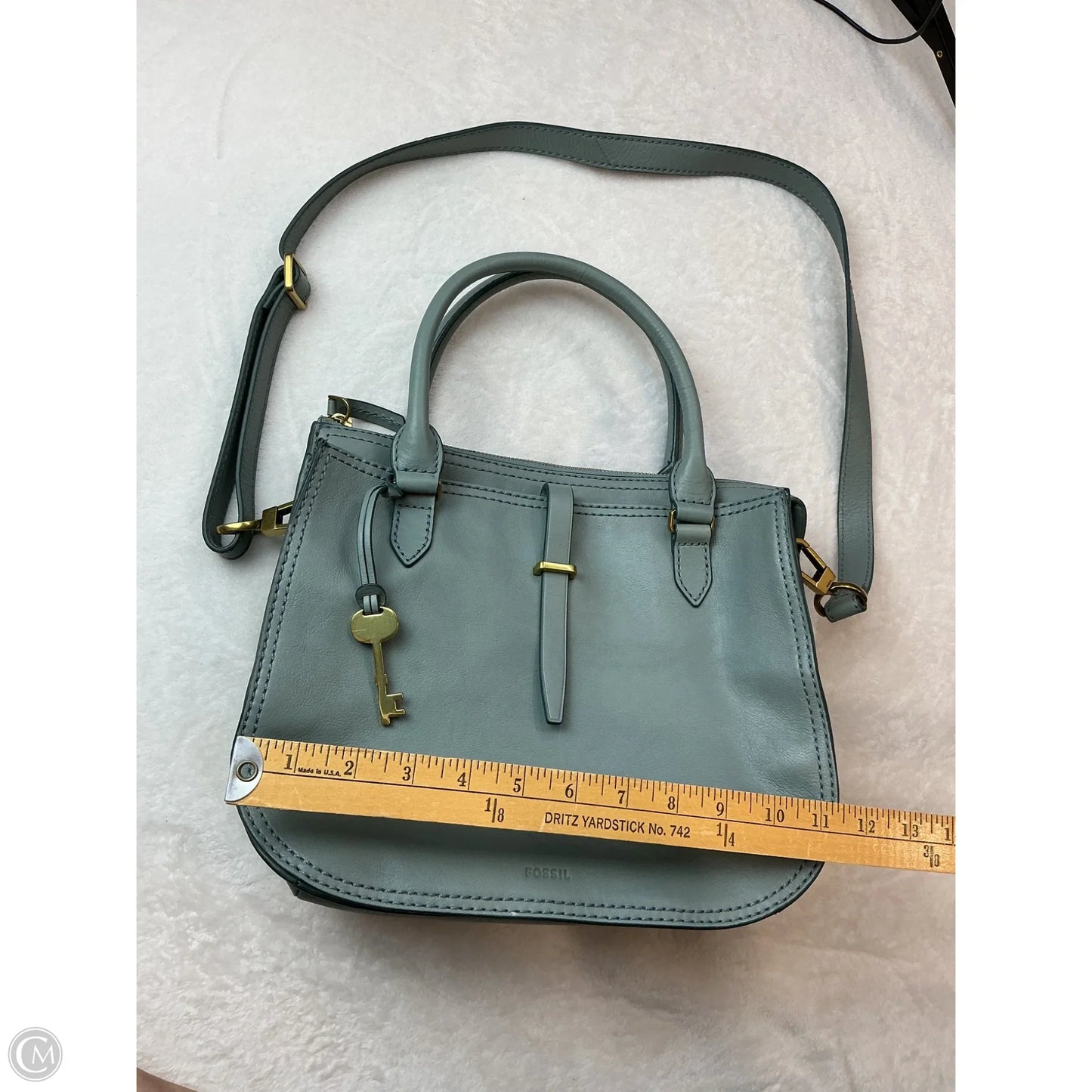 Handbag Leather By Fossil, Size: Medium