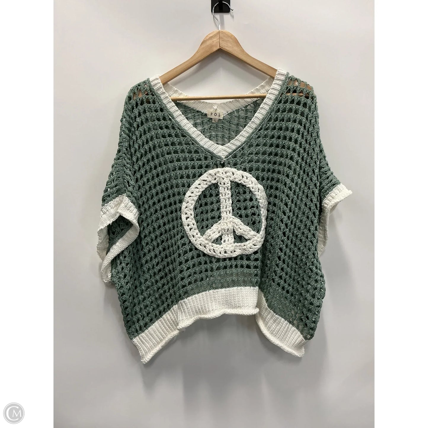 Sweater Short Sleeve By Pol In Aqua, Size: L