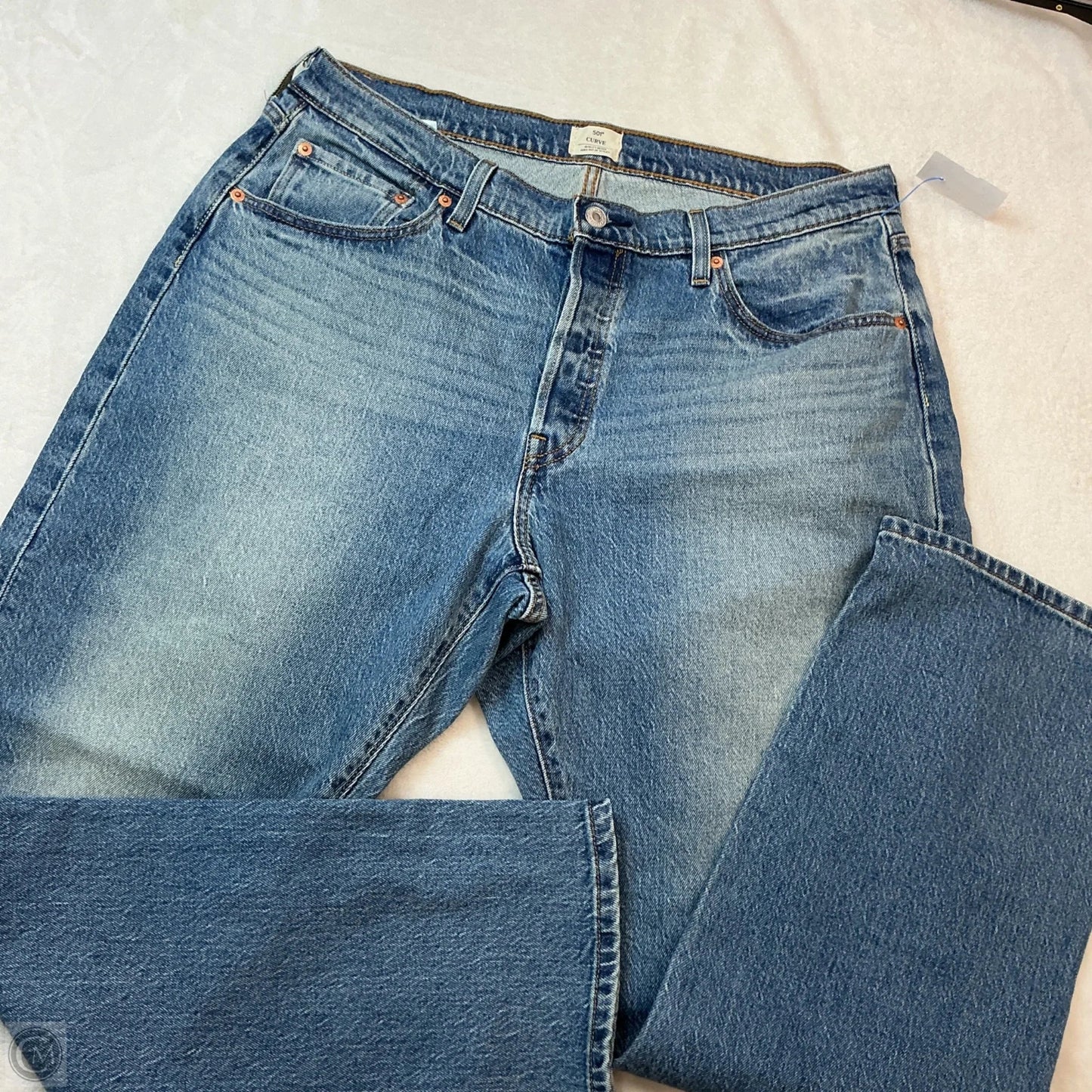 Jeans Straight By Levis In Blue Denim, Size: 12