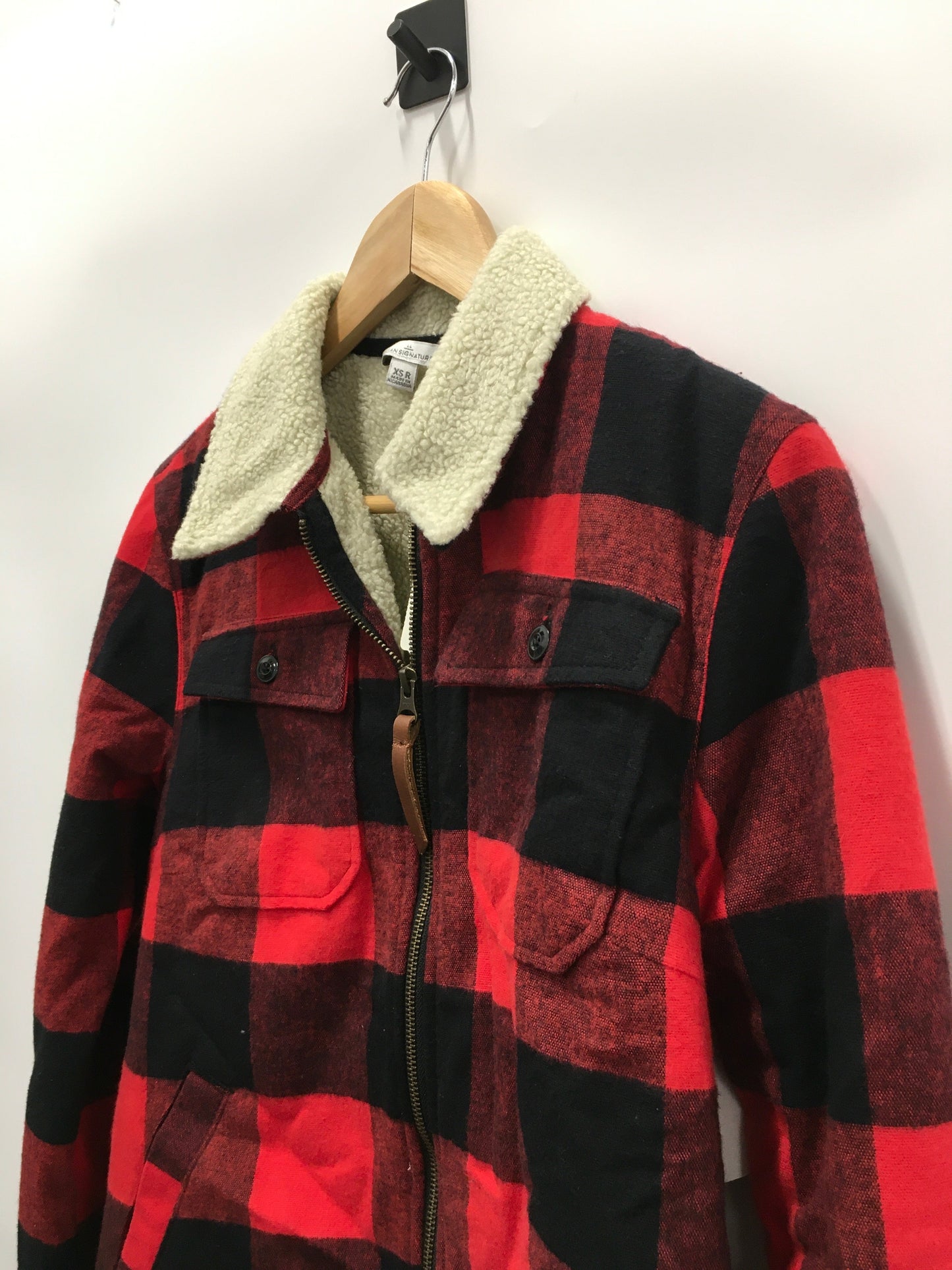 Plaid Pattern Jacket Fleece L.l. Bean, Size Xs