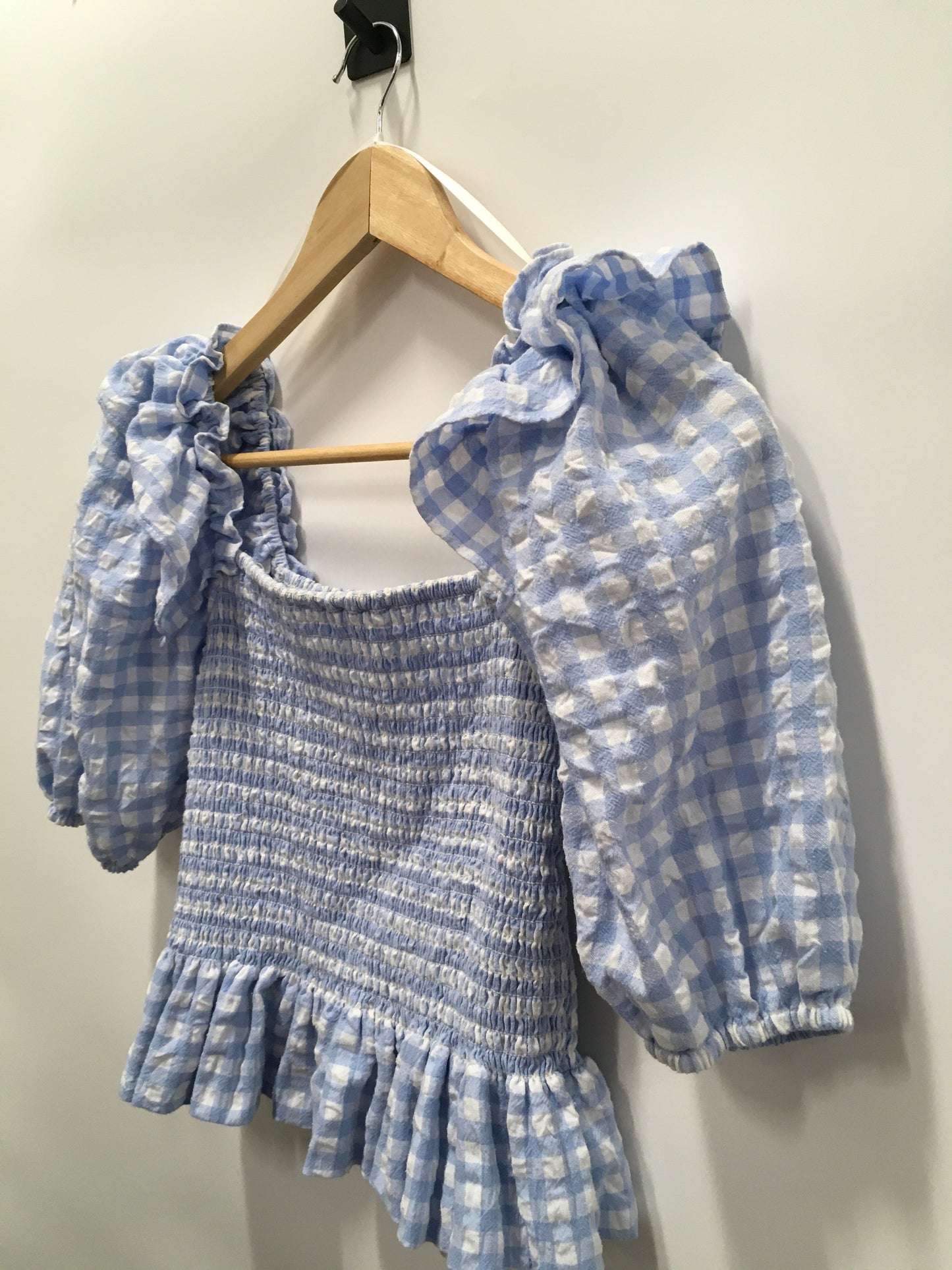 Blue & White Top Short Sleeve Aqua, Size S