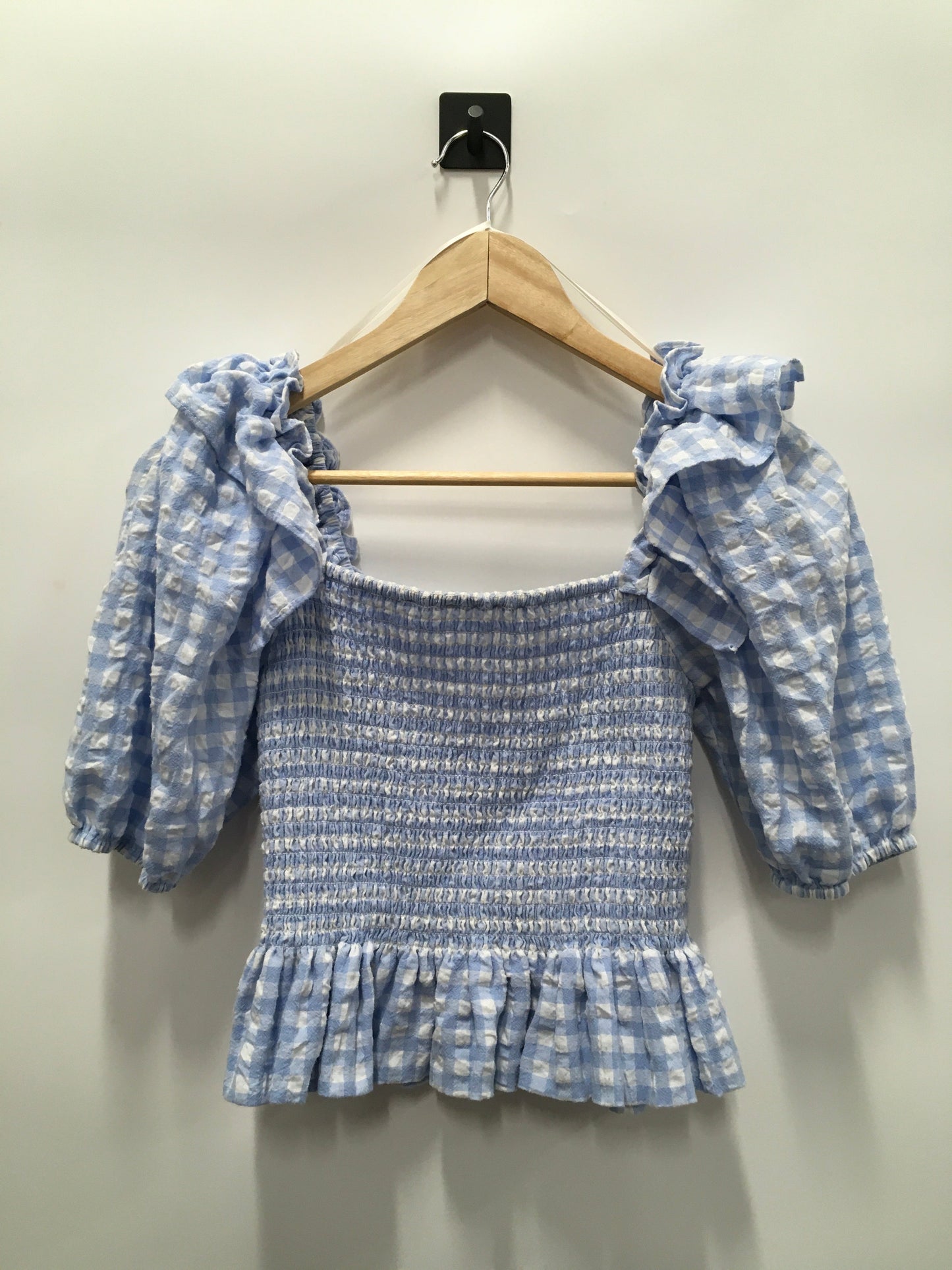 Blue & White Top Short Sleeve Aqua, Size S