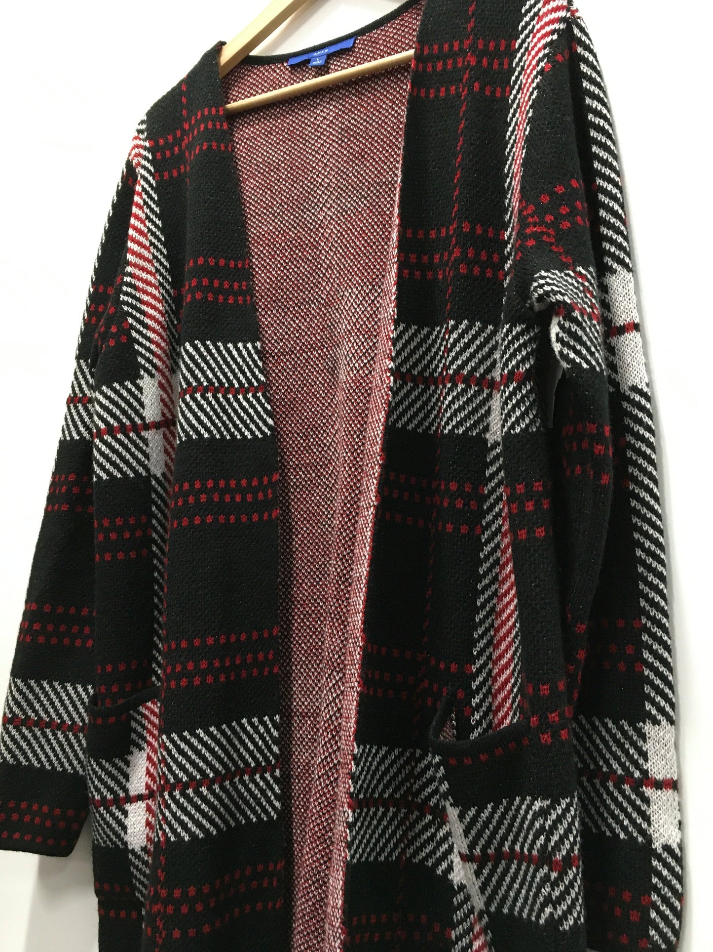 Sweater Cardigan By Apt 9 In Black & Red, Size: L