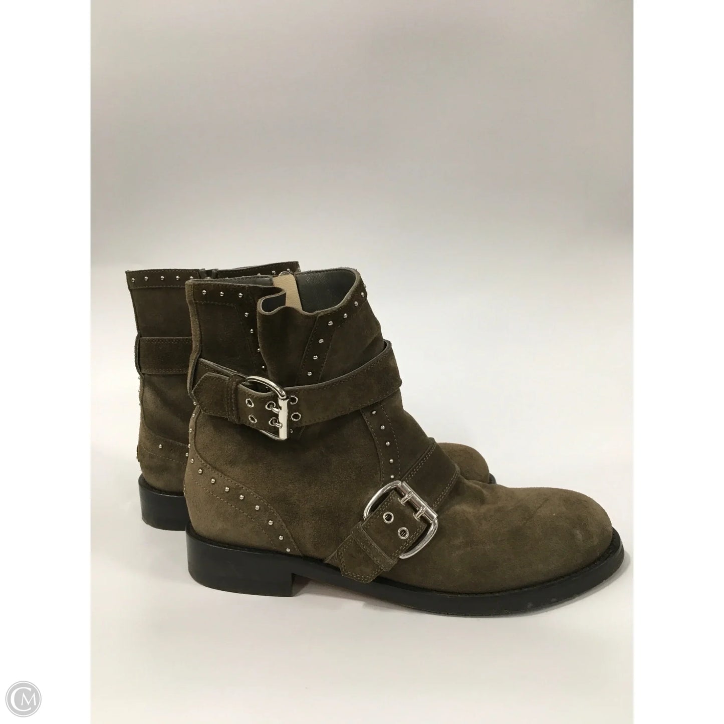 Boots Luxury Designer By Jimmy Choo In Taupe, Size: 7