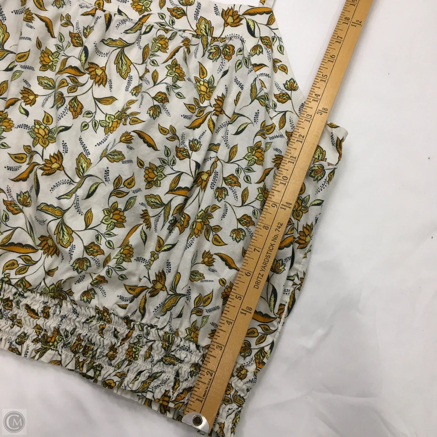 Top Sleeveless By Loft In White & Yellow, Size: Xl