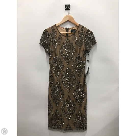Dress Party Short By Adrianna Papell In Silver & Tan, Size: 4
