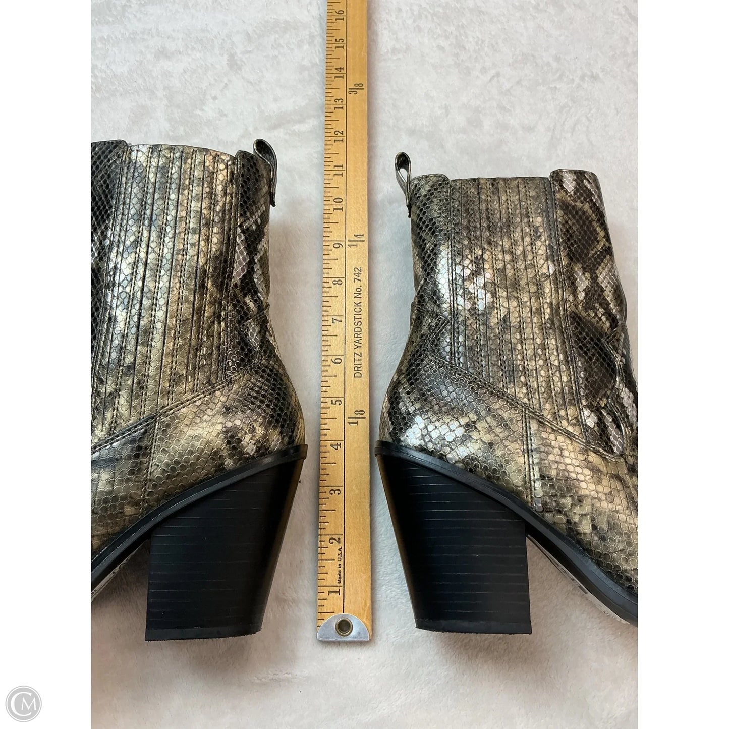 Boots Ankle Heels By Aldo In Snakeskin Print, Size: 7.5