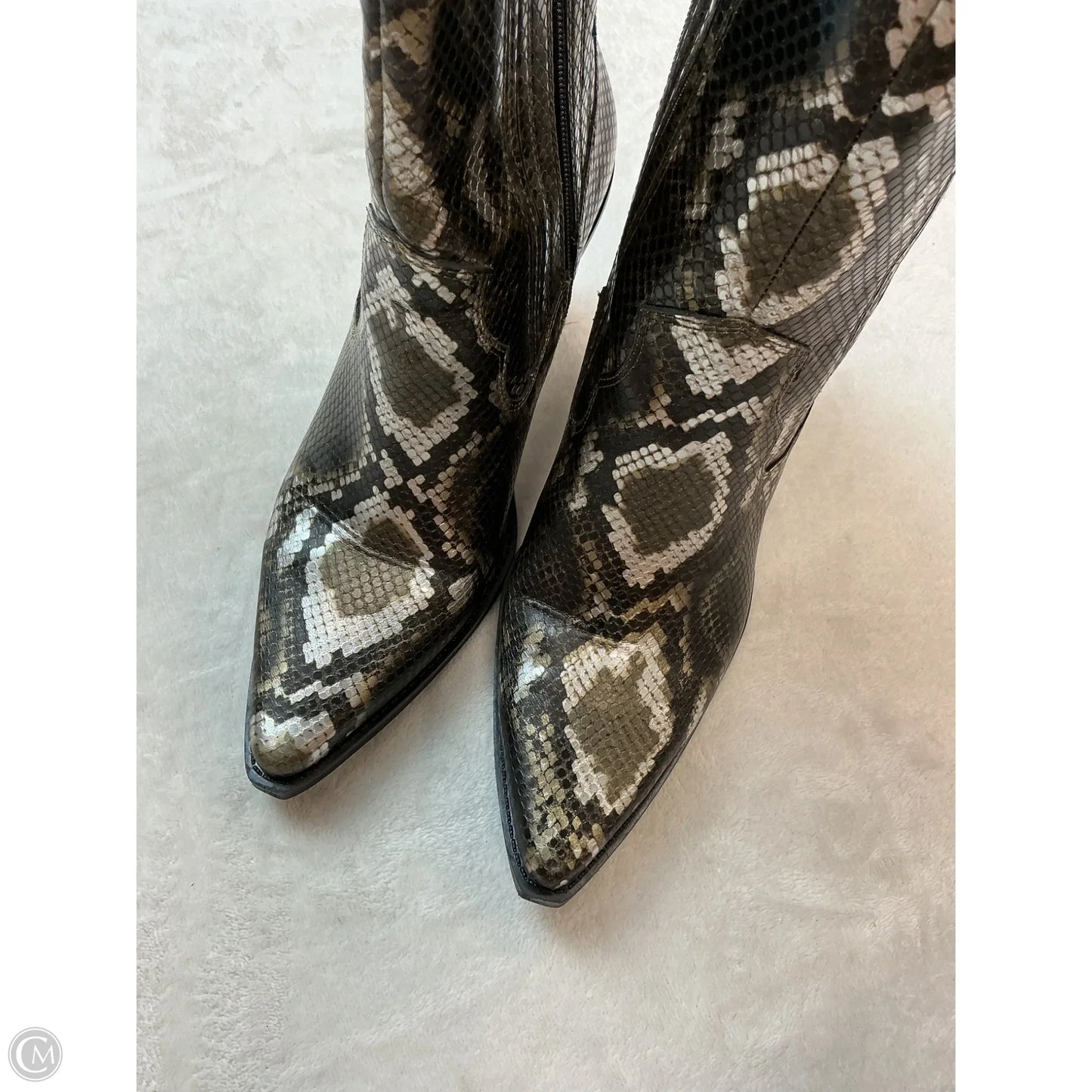 Boots Ankle Heels By Aldo In Snakeskin Print, Size: 7.5