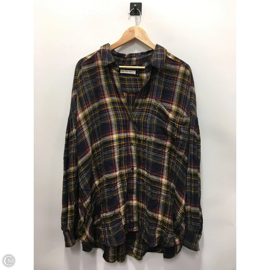 Top Long Sleeve By We The Free In Plaid Pattern, Size: L