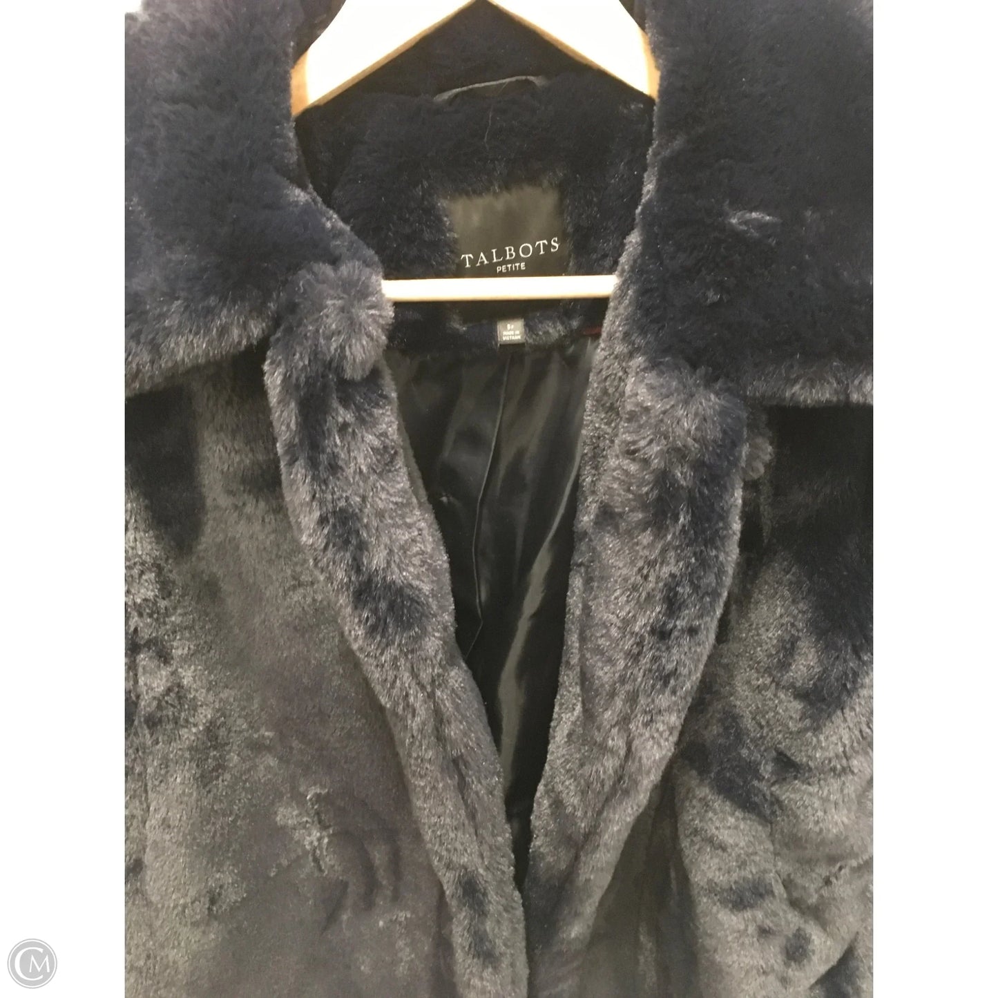 Coat Faux Fur & Sherpa By Talbots In Navy, Size: Sp