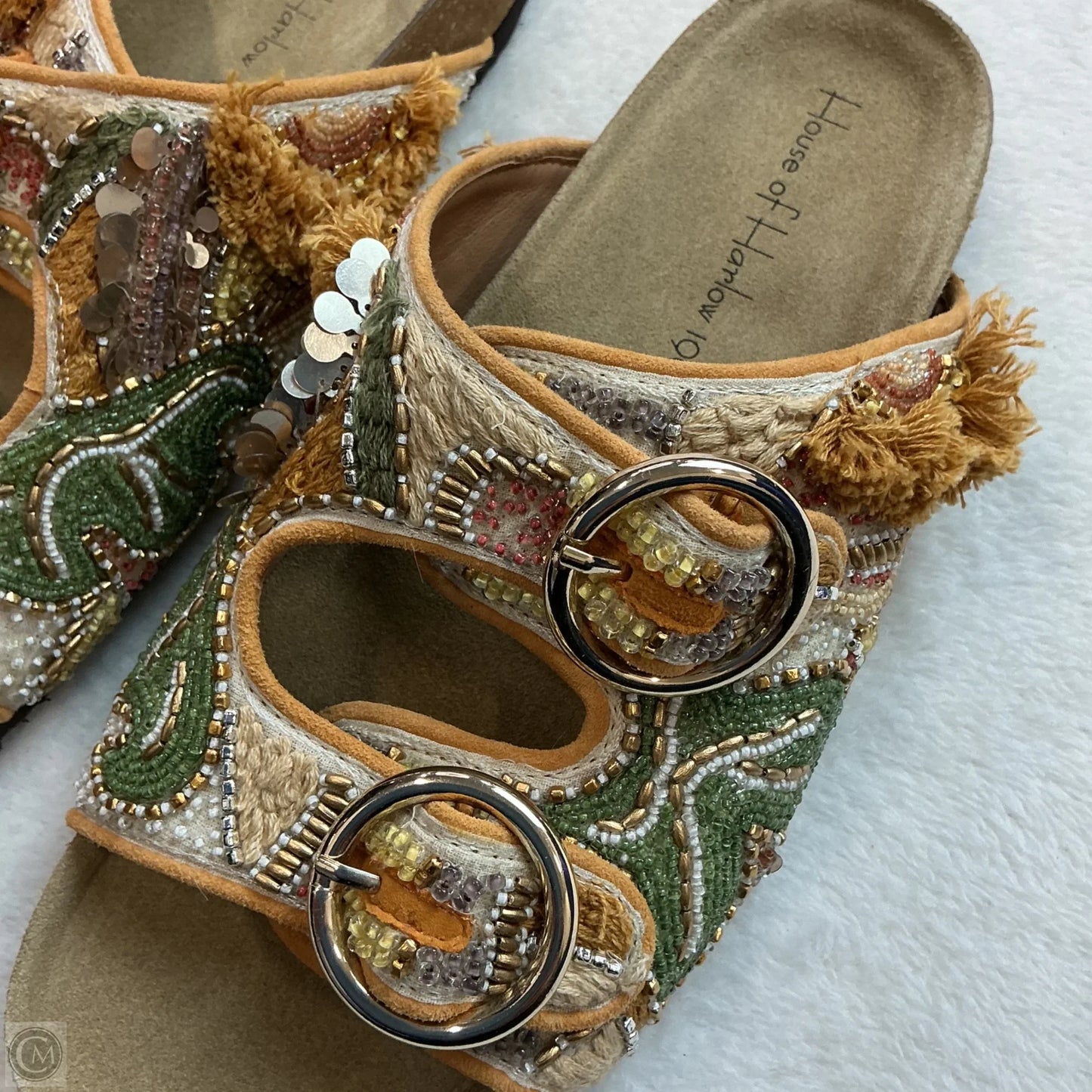 Sandals Flats By House Of Harlow In Cream & Green, Size: 6