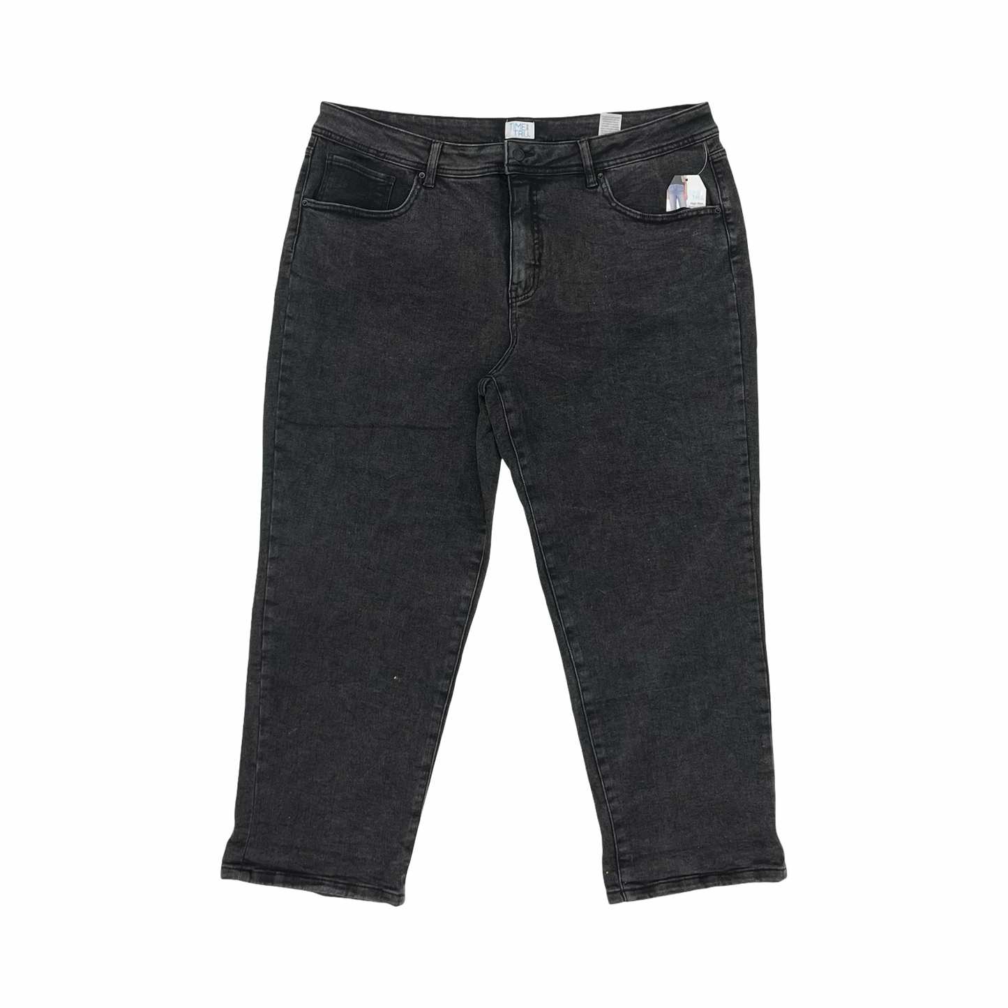Jeans Cropped By Time And Tru In Black Denim, Size:20