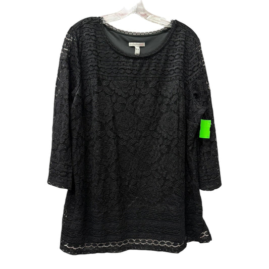 Top 3/4 Sleeve By Isaac Mizrahi Live Qvc In Black, Size:Xl