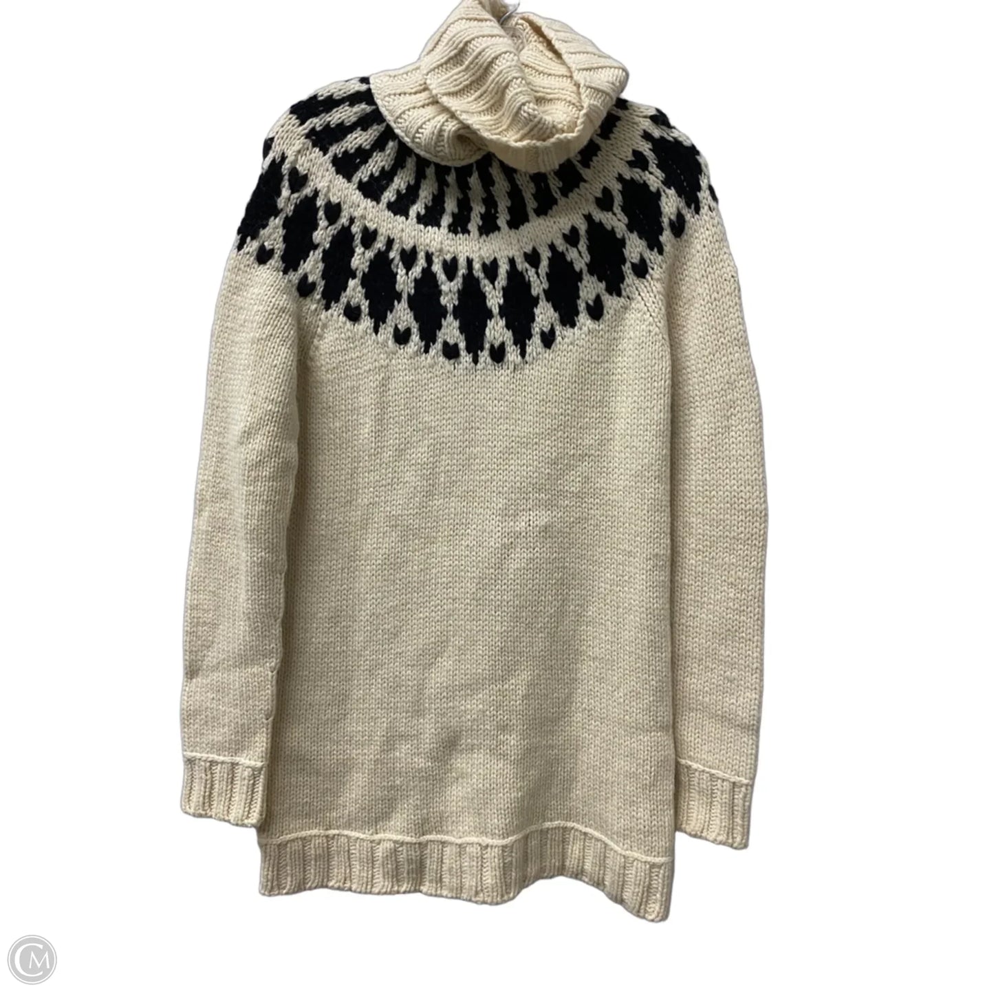 Sweater Luxury Designer By Moncler In Black & Cream, Size: M