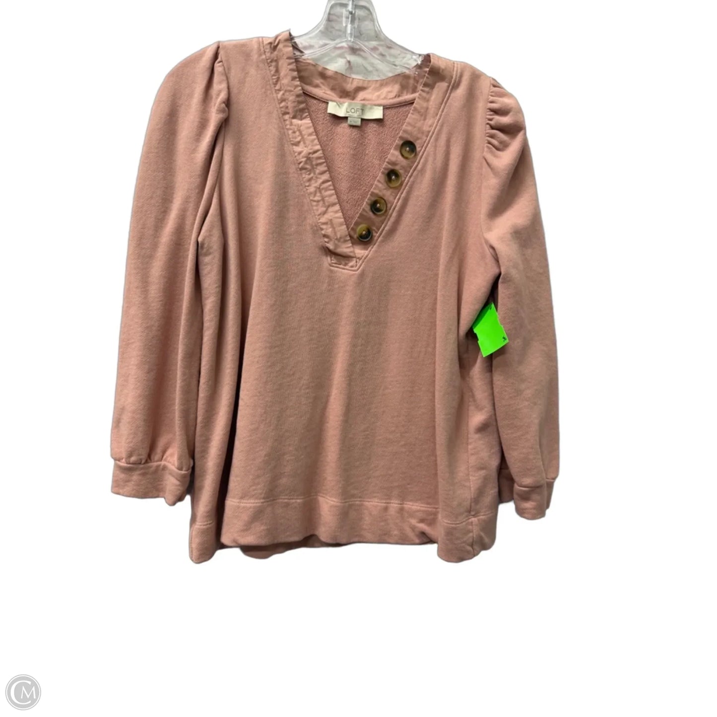 Top Long Sleeve By Loft In Pink, Size: M