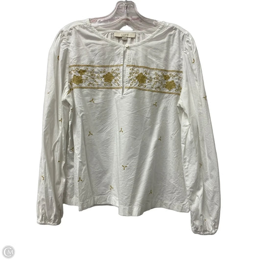 Top Long Sleeve By Loft In White, Size: S