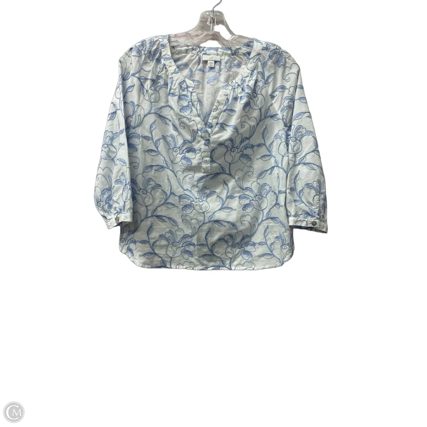 Top Long Sleeve By J. Jill In Blue & White, Size: Sp