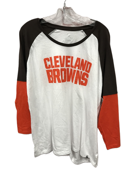 Brown Athletic Top Long Sleeve Crewneck By Fanatics, Size: 3x