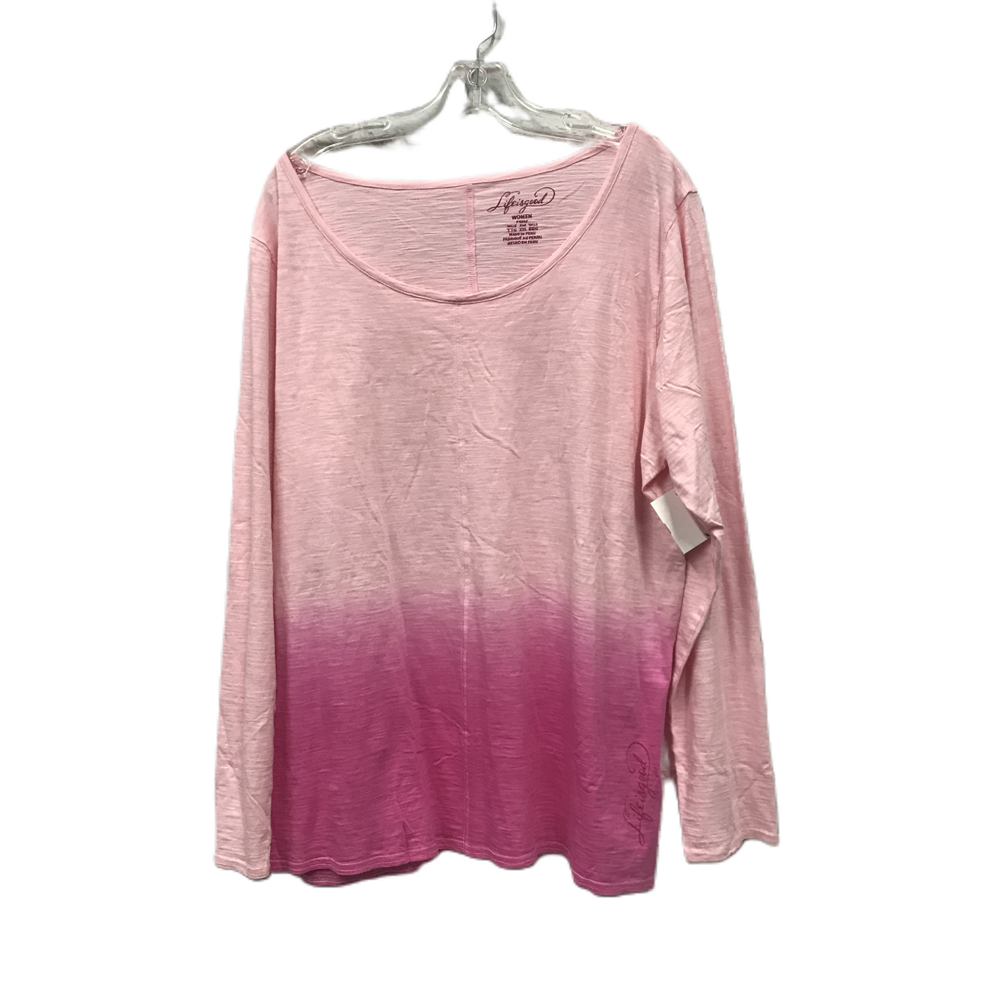 Pink Athletic Top Long Sleeve Crewneck By Life Is Good, Size: Xxl