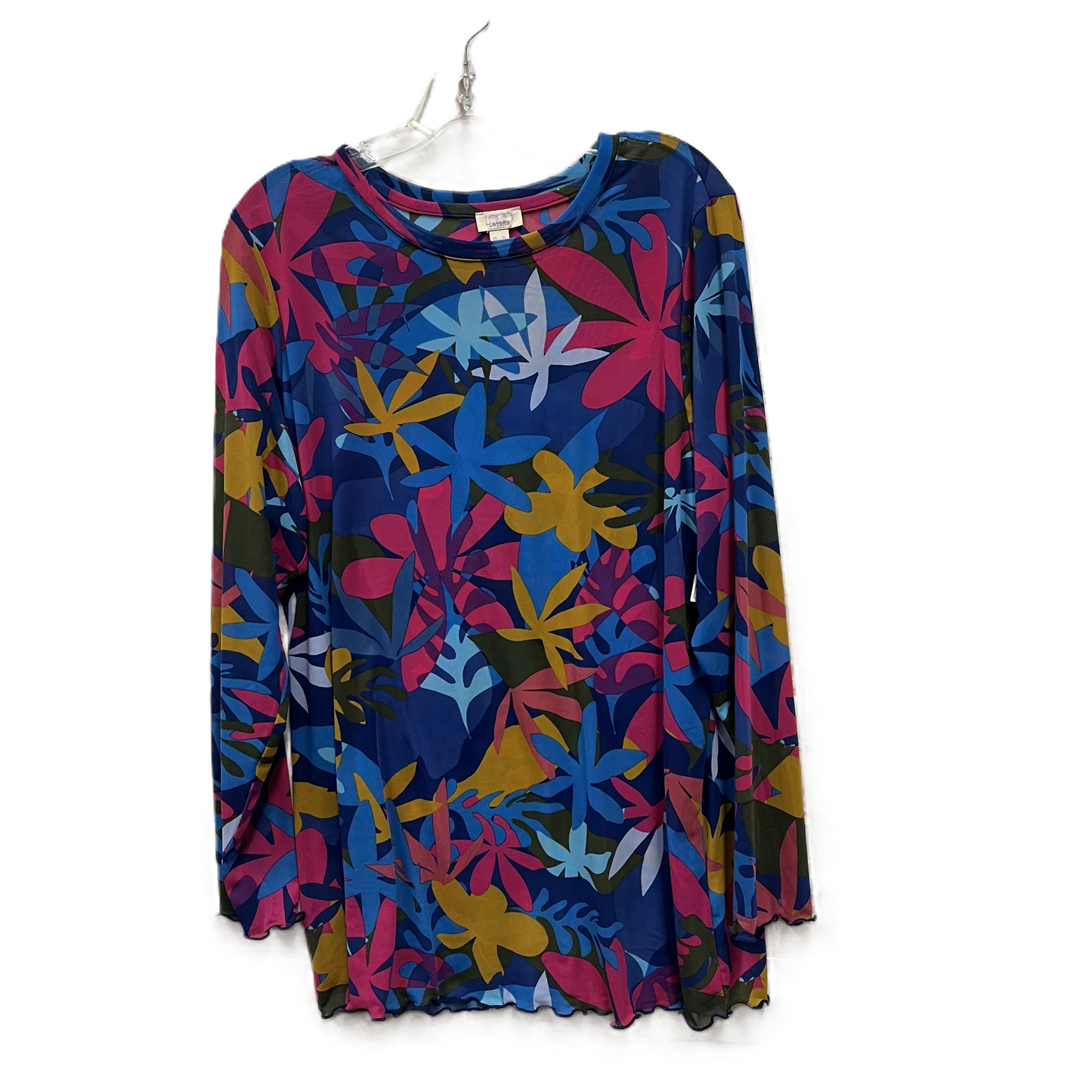 Top Long Sleeve By Logo In Blue & Pink, Size: Xl