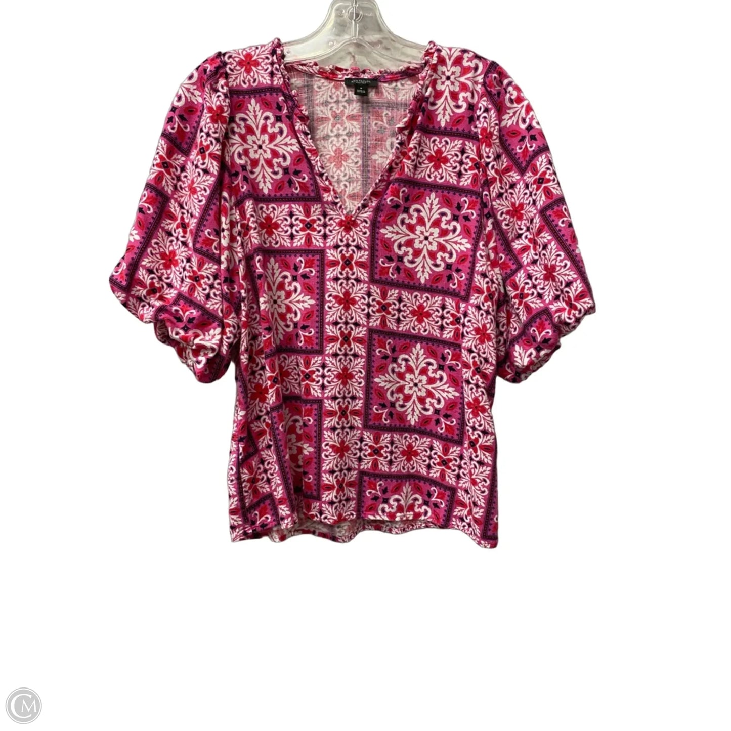 Top Short Sleeve By Ann Taylor In Pink, Size: M