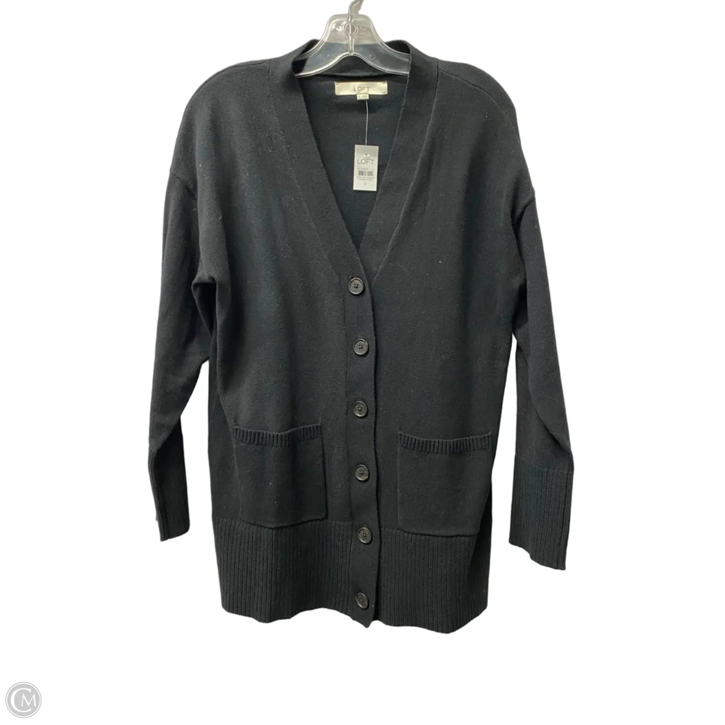 Sweater Cardigan By Loft In Black, Size: S