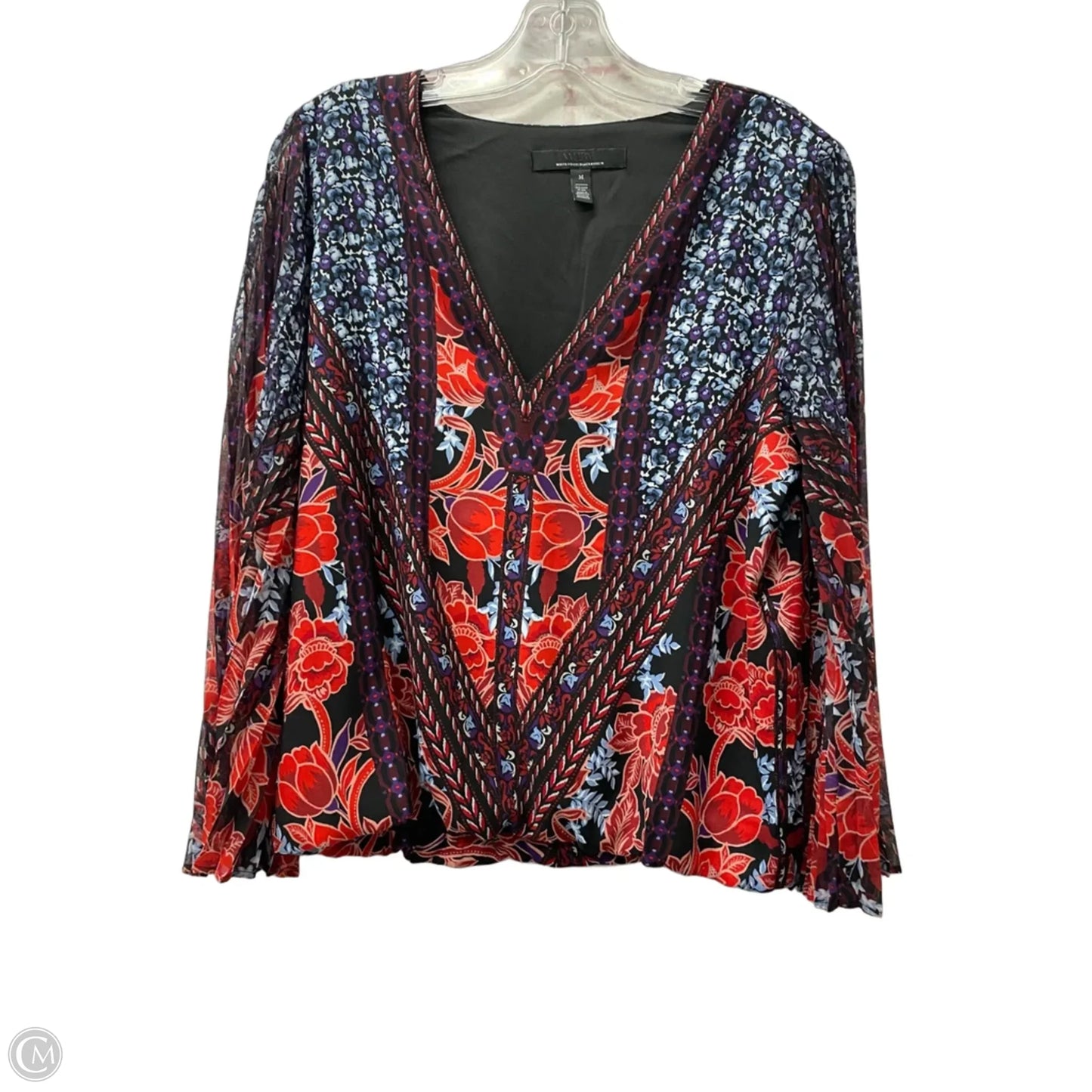 Top Long Sleeve By White House Black Market In Black & Red, Size: M