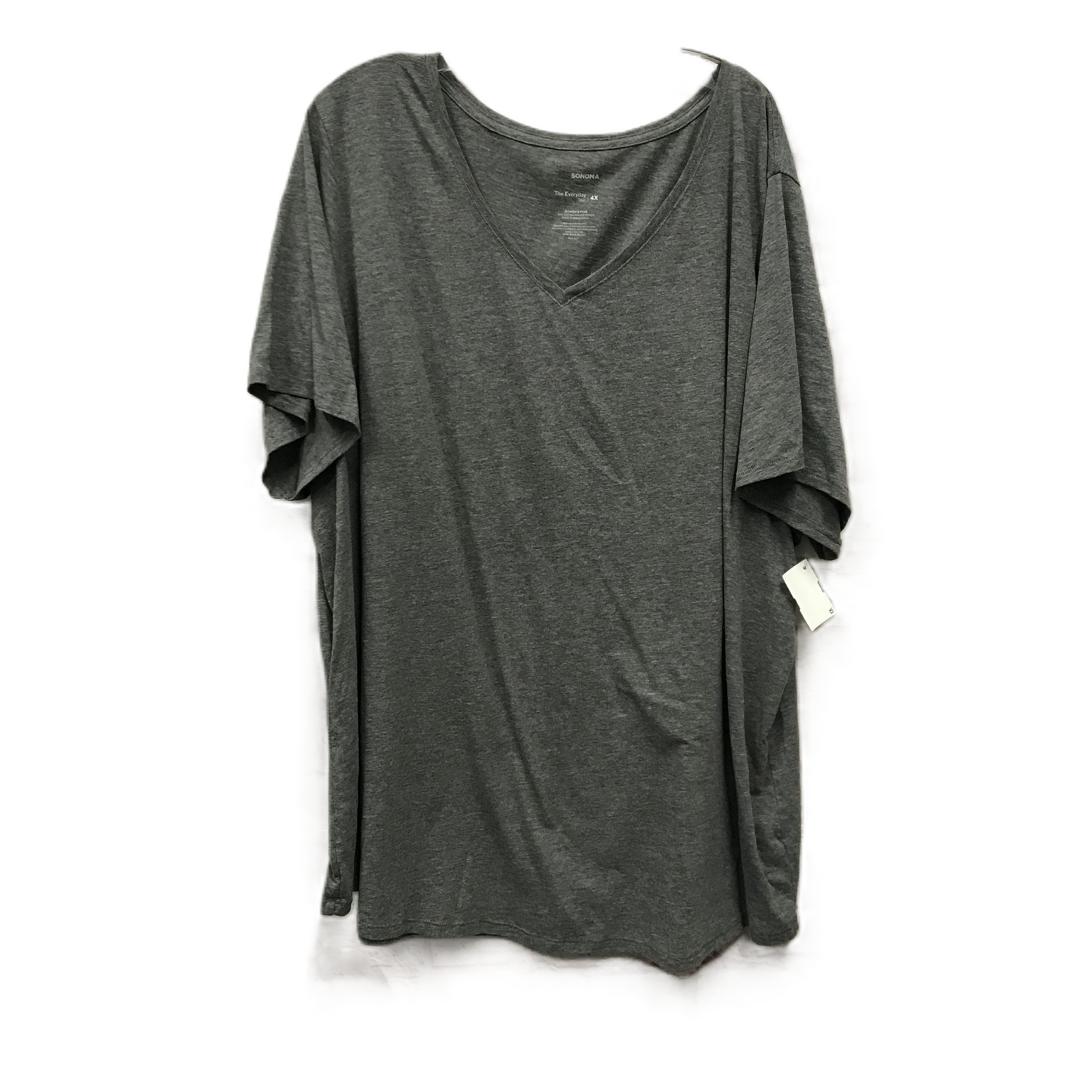 Grey Top Short Sleeve Basic By Sonoma, Size: 4x