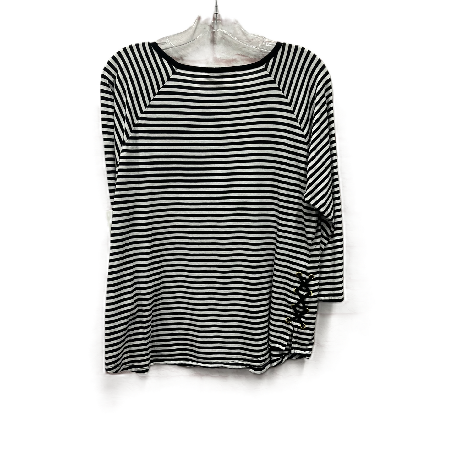 Top Long Sleeve By Michael By Michael Kors In Black & White, Size: L