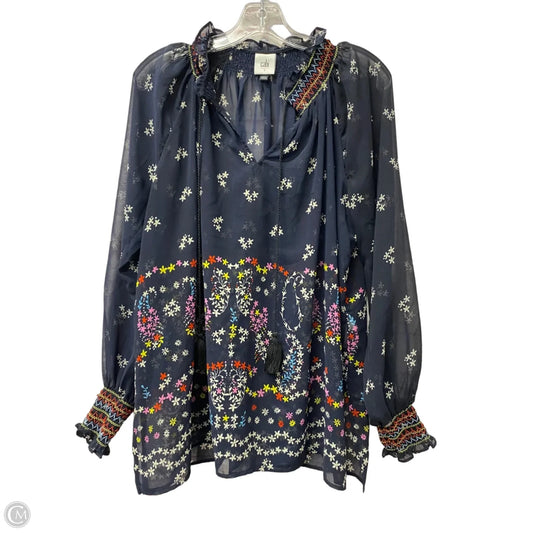 Top Long Sleeve By Cabi In Blue, Size: S