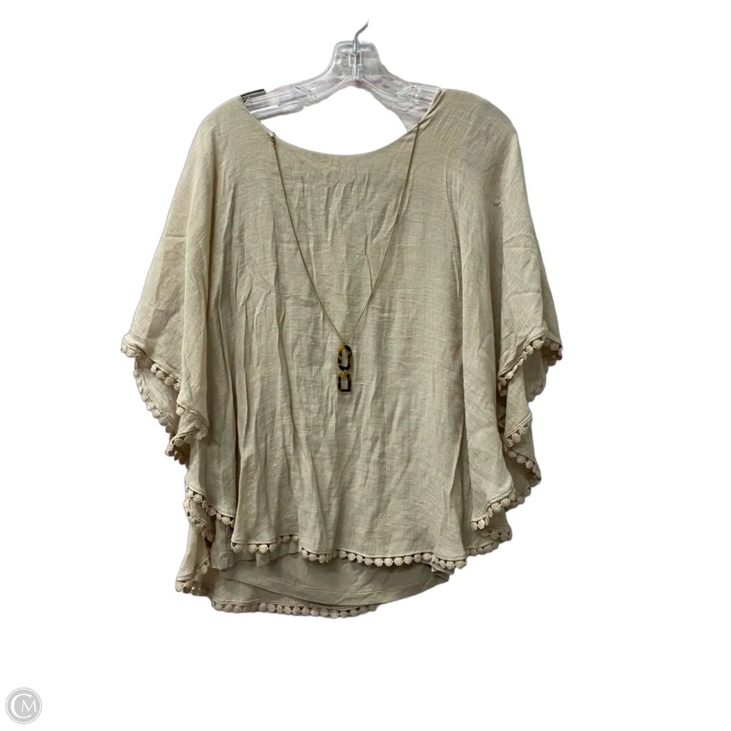 Top Short Sleeve By Jm Collections In Tan, Size: L