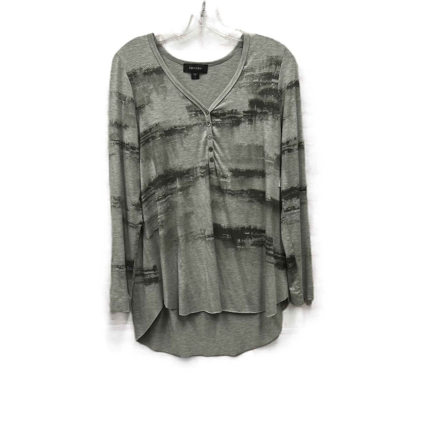 Top Long Sleeve By Karen Kane In Grey, Size: L