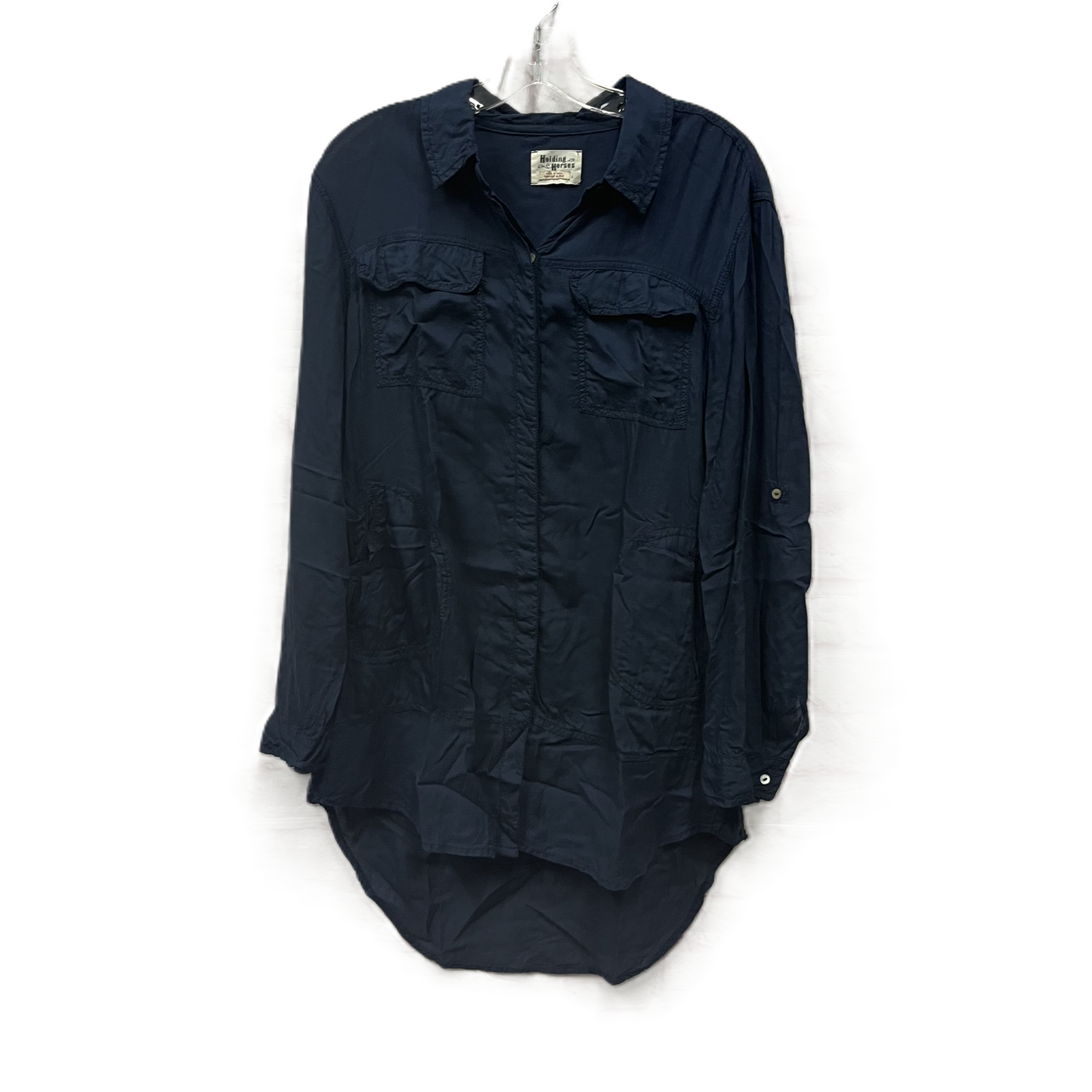 Top Long Sleeve By Holding Horses In Navy, Size: S