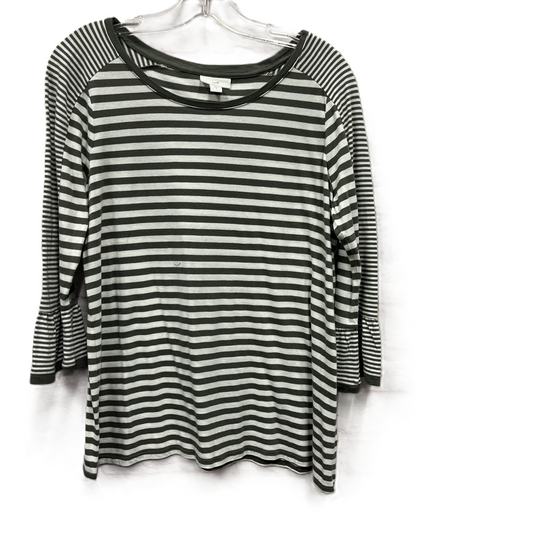 Top Long Sleeve By J. Jill In Green & White, Size: S