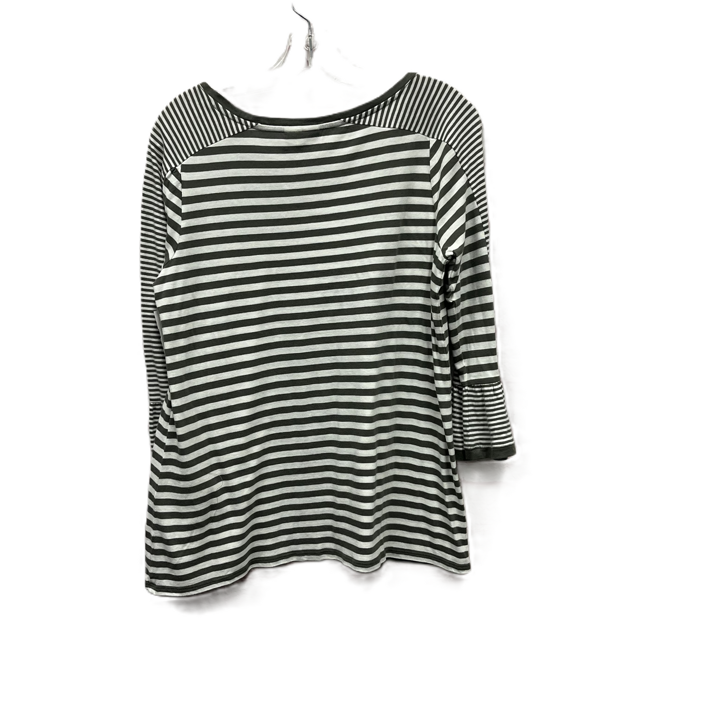 Top Long Sleeve By J. Jill In Green & White, Size: S