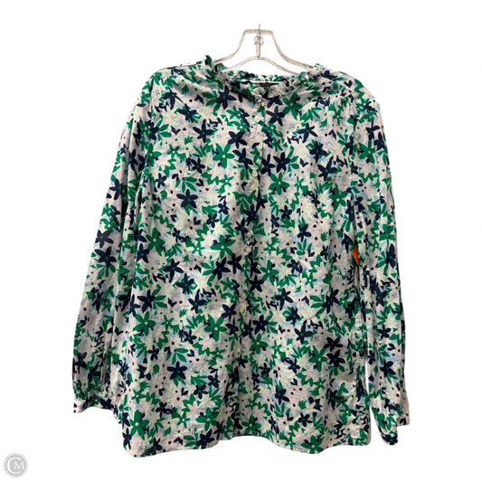 Top Long Sleeve By Talbots In Blue & Green, Size: L