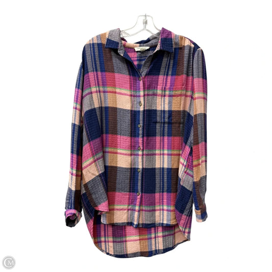 Top Long Sleeve By Beachlunchlounge In Blue & Pink, Size: L