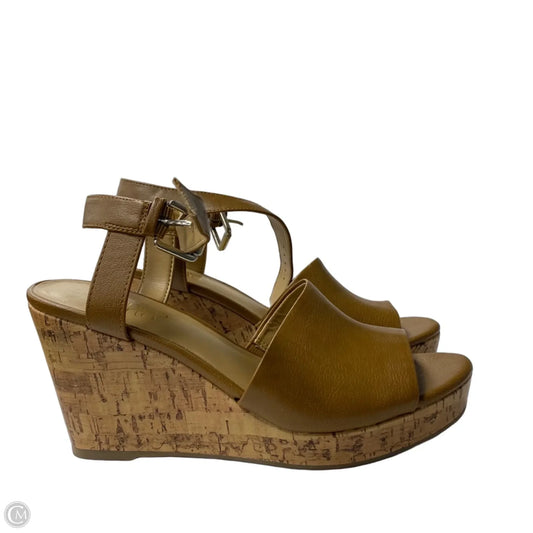 Sandals Heels Wedge By Franco Sarto In Tan, Size: 7.5
