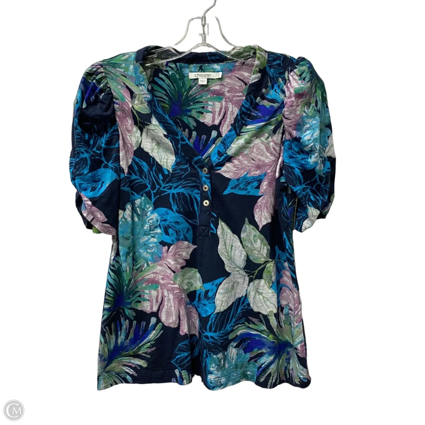 Top Short Sleeve By Chicos In Blue, Size: M
