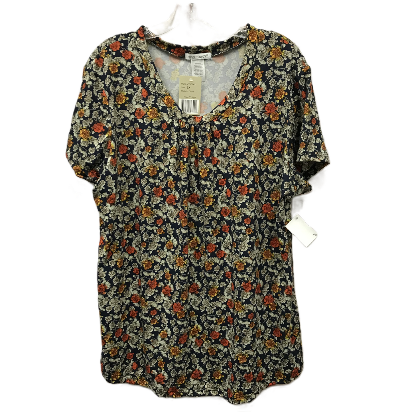 Floral Print Top Short Sleeve By emily stacy, Size: 3x