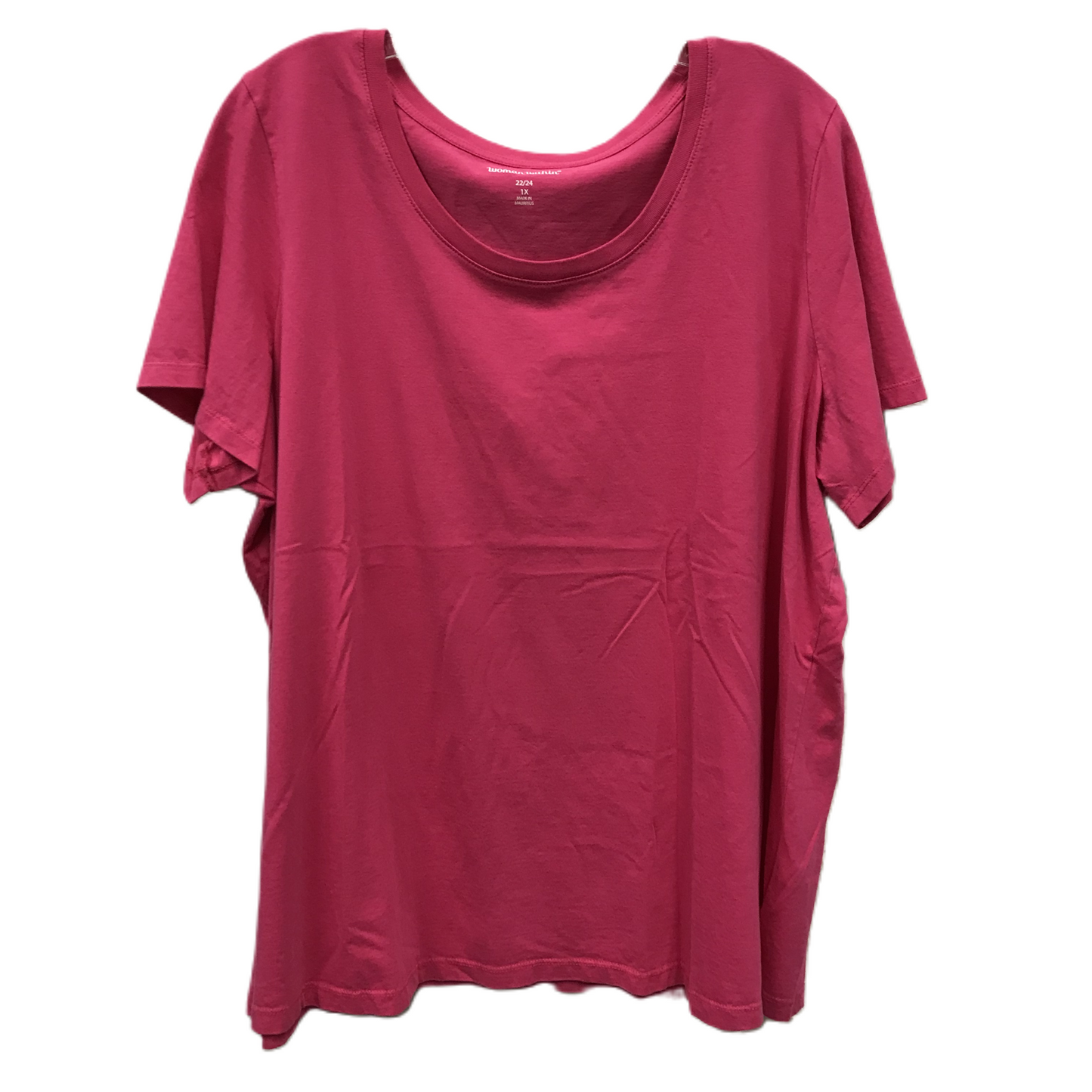 Pink Top Short Sleeve By Woman Within, Size: 1x